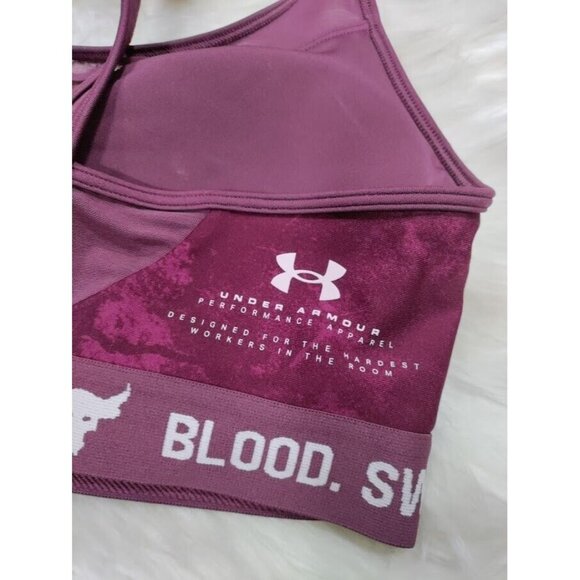 Under Armour Womens Project Rock Sports Bra Purple Tie Dye V Back L - Picture 3 of 6